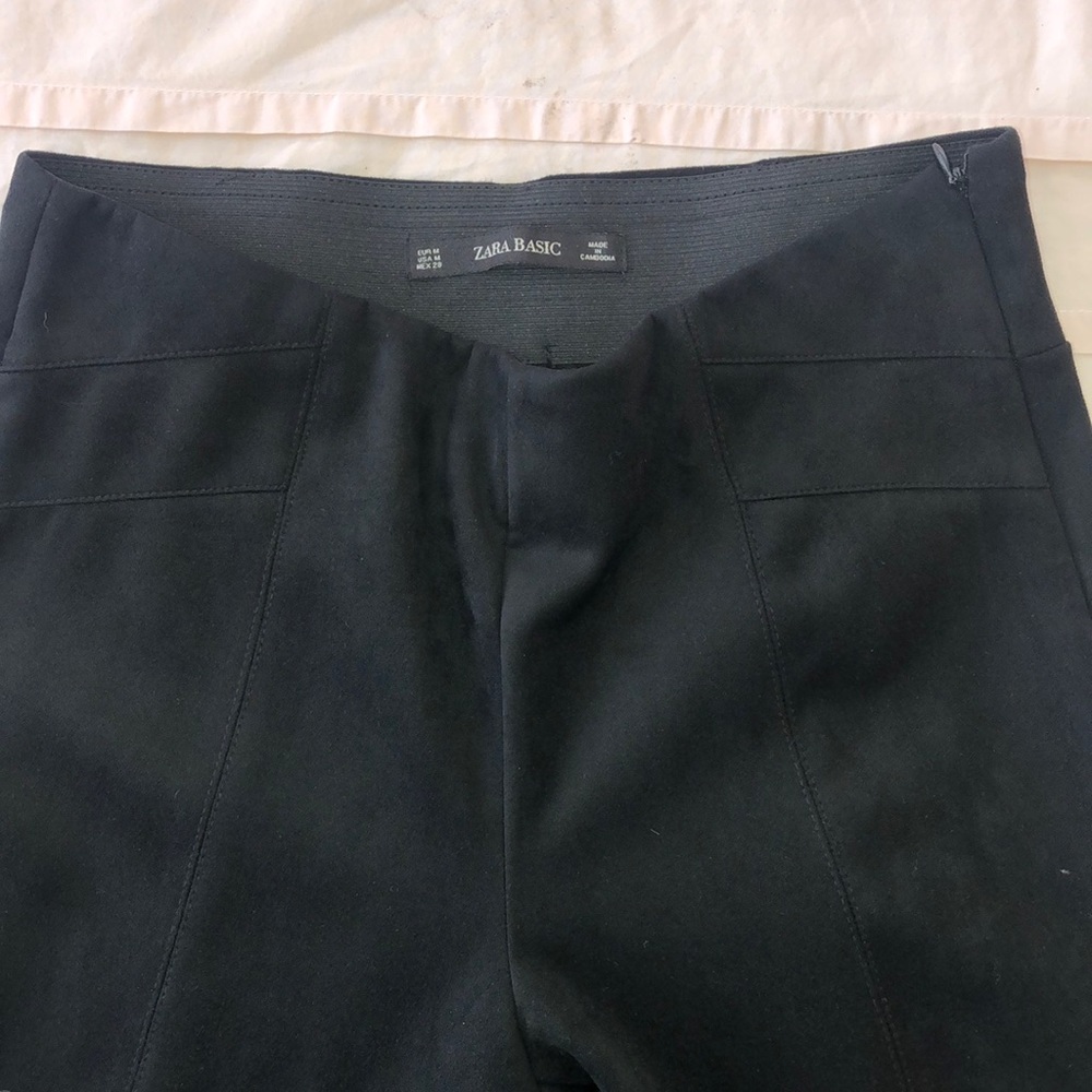 Zara Basic Black Suede Like Legging- Size Medium - image 1